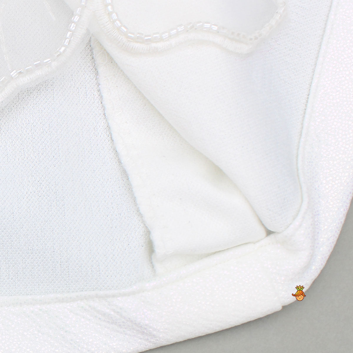 White Embellished Dress With Matching Sling Bag