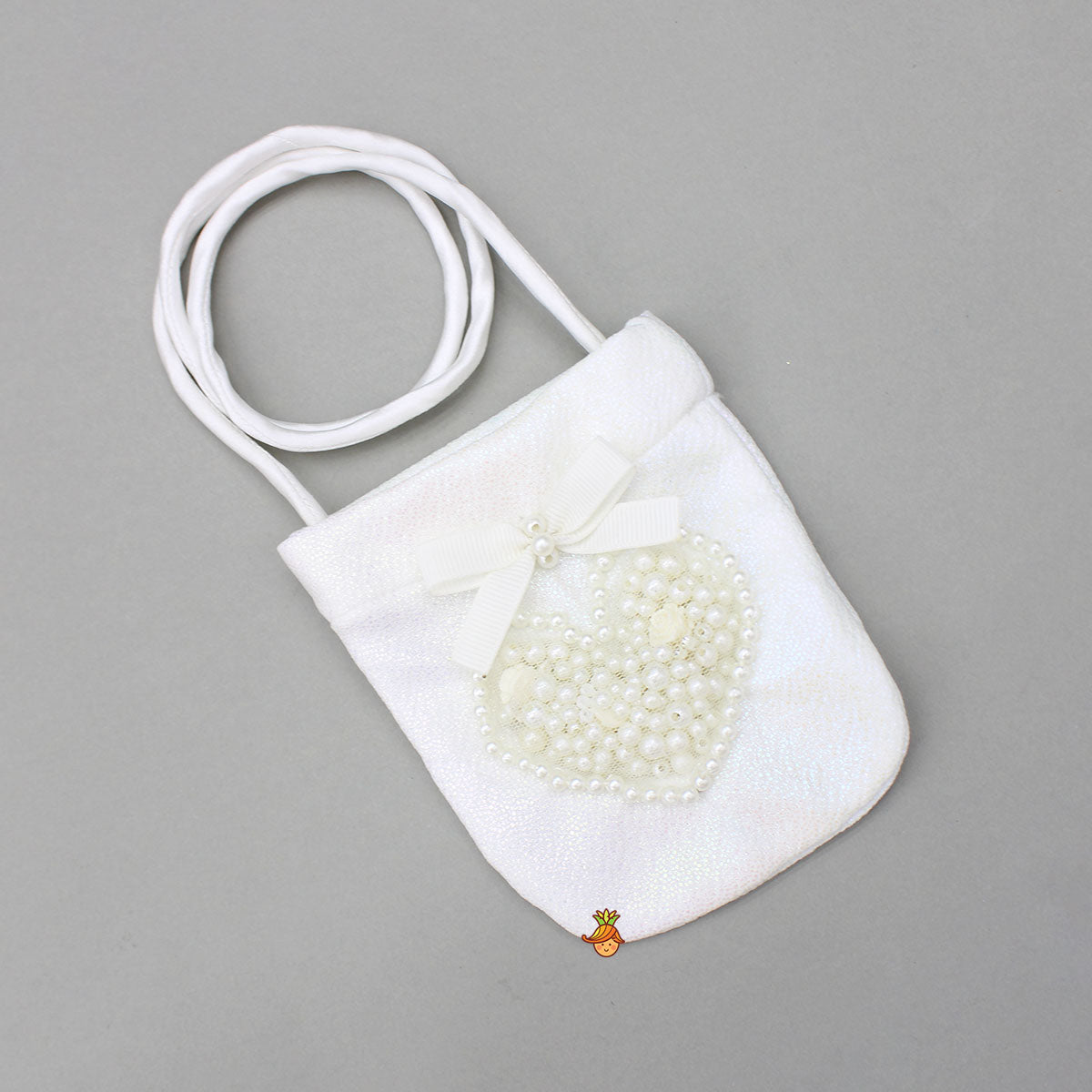 White Embellished Dress With Matching Sling Bag