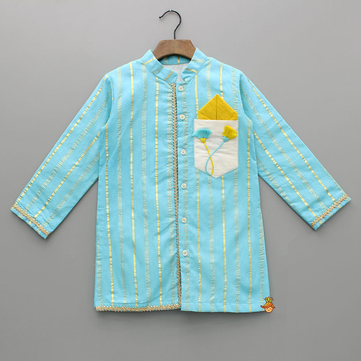 Pre Order: Blue Embellished Kurta And Pyjama