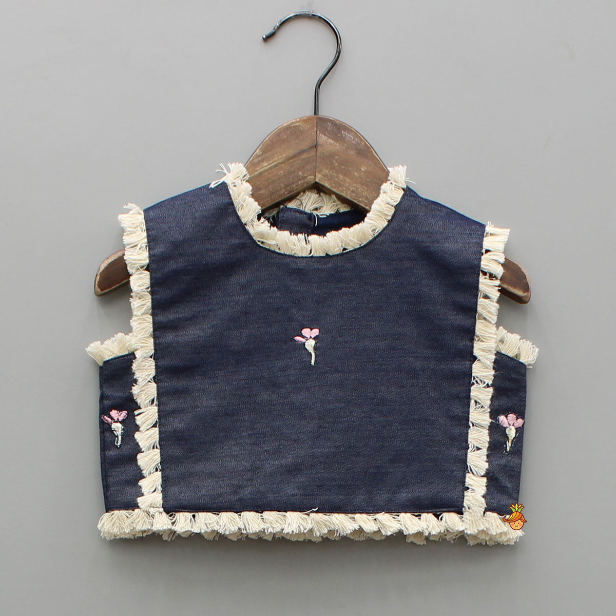 Blue Denim Embroidered Top And Stylish Skirt