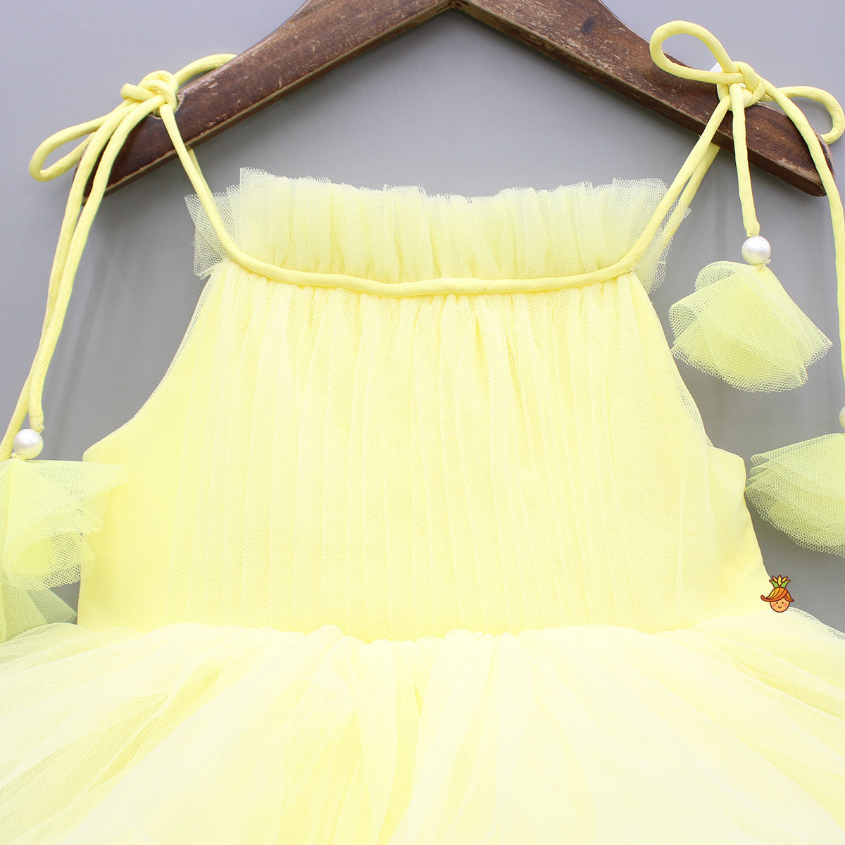 Pre Order: Yellow Layered Dress With Tie Up Shoulder Straps