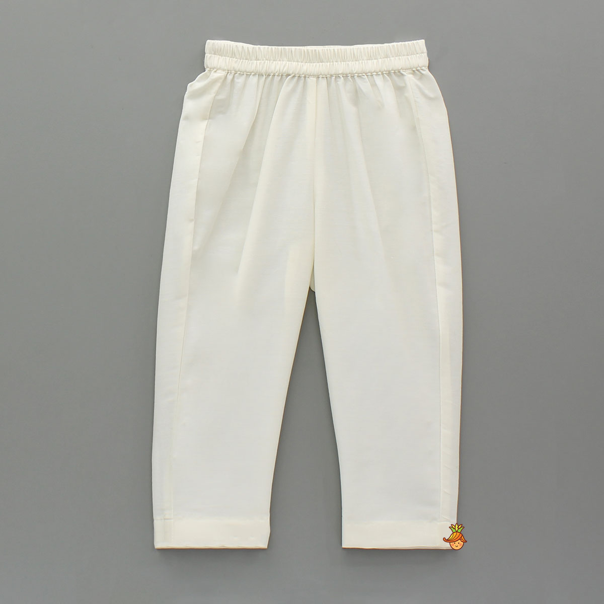 Pre Order: Pom Poms Adorned Multicolour Kurta And Dual Pockets Detail Off White Pyjama