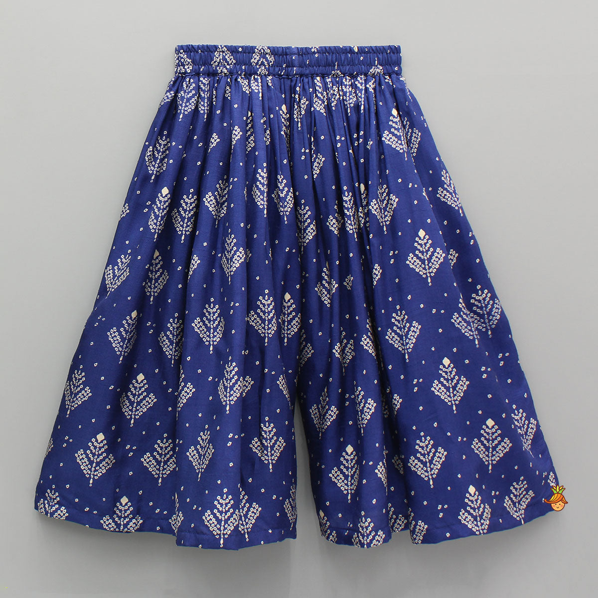 Pre Order: Blue Printed Embroidered Layered Top And Flared Palazzo