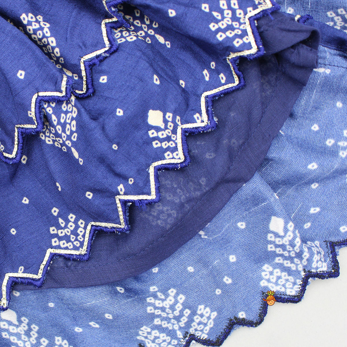 Pre Order: Blue Printed Embroidered Layered Top And Flared Palazzo