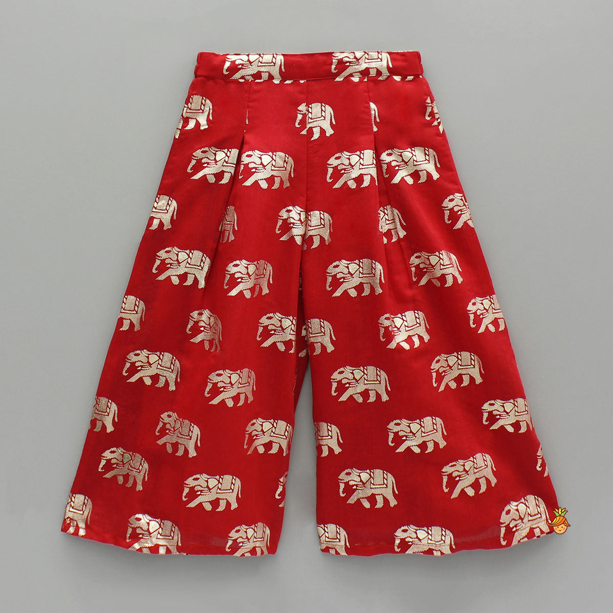 Red Halter Neck Top And Elephant Print Palazzo