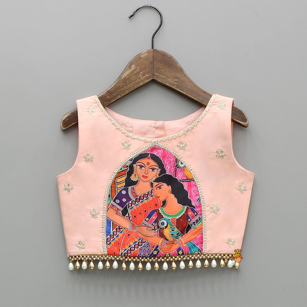 Pre Order: Peach Embroidered Top And Lehenga