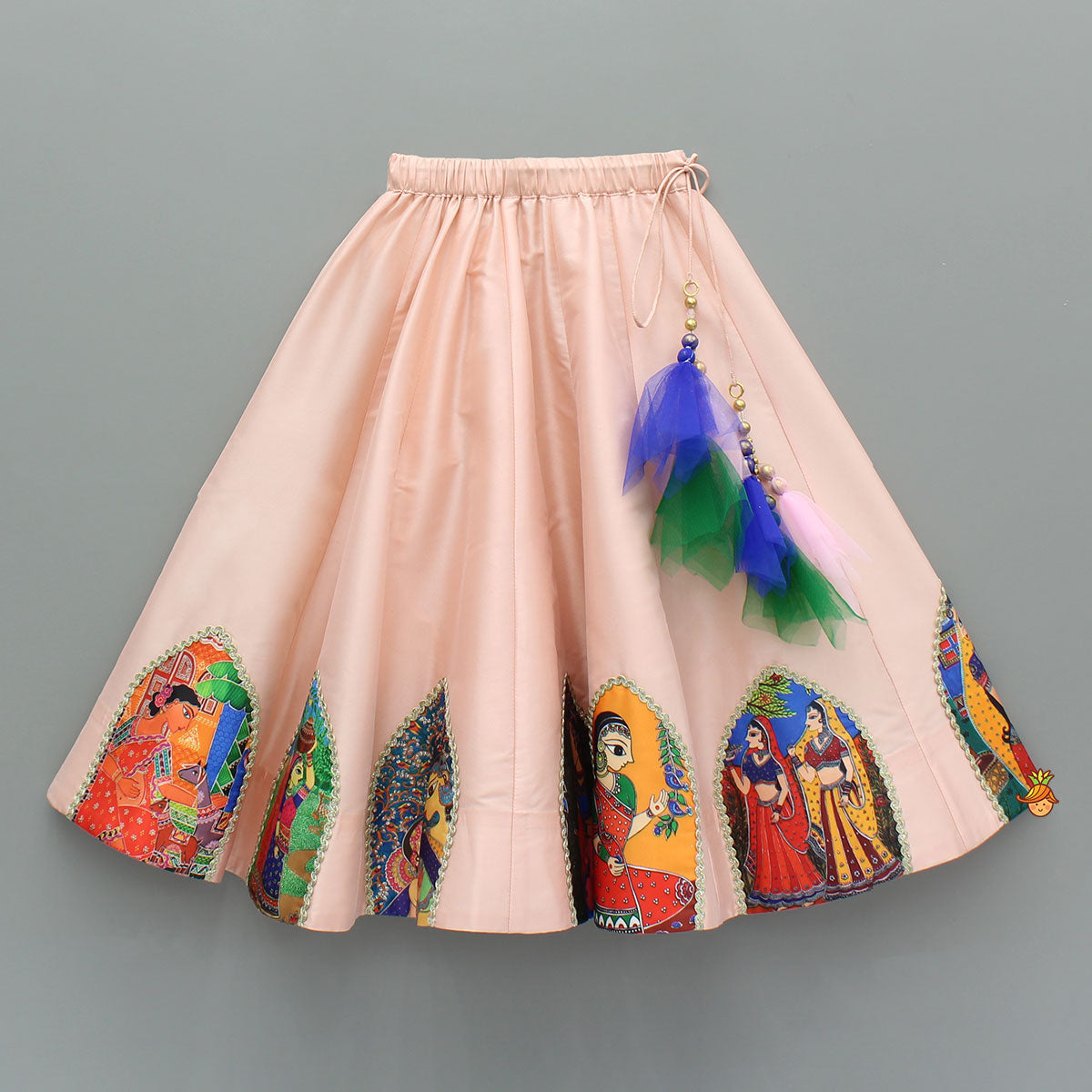 Pre Order: Peach Embroidered Top And Lehenga