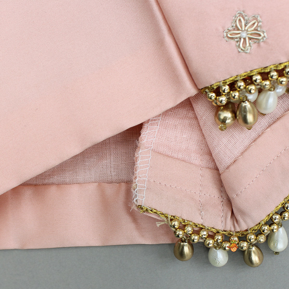 Pre Order: Peach Embroidered Top And Lehenga