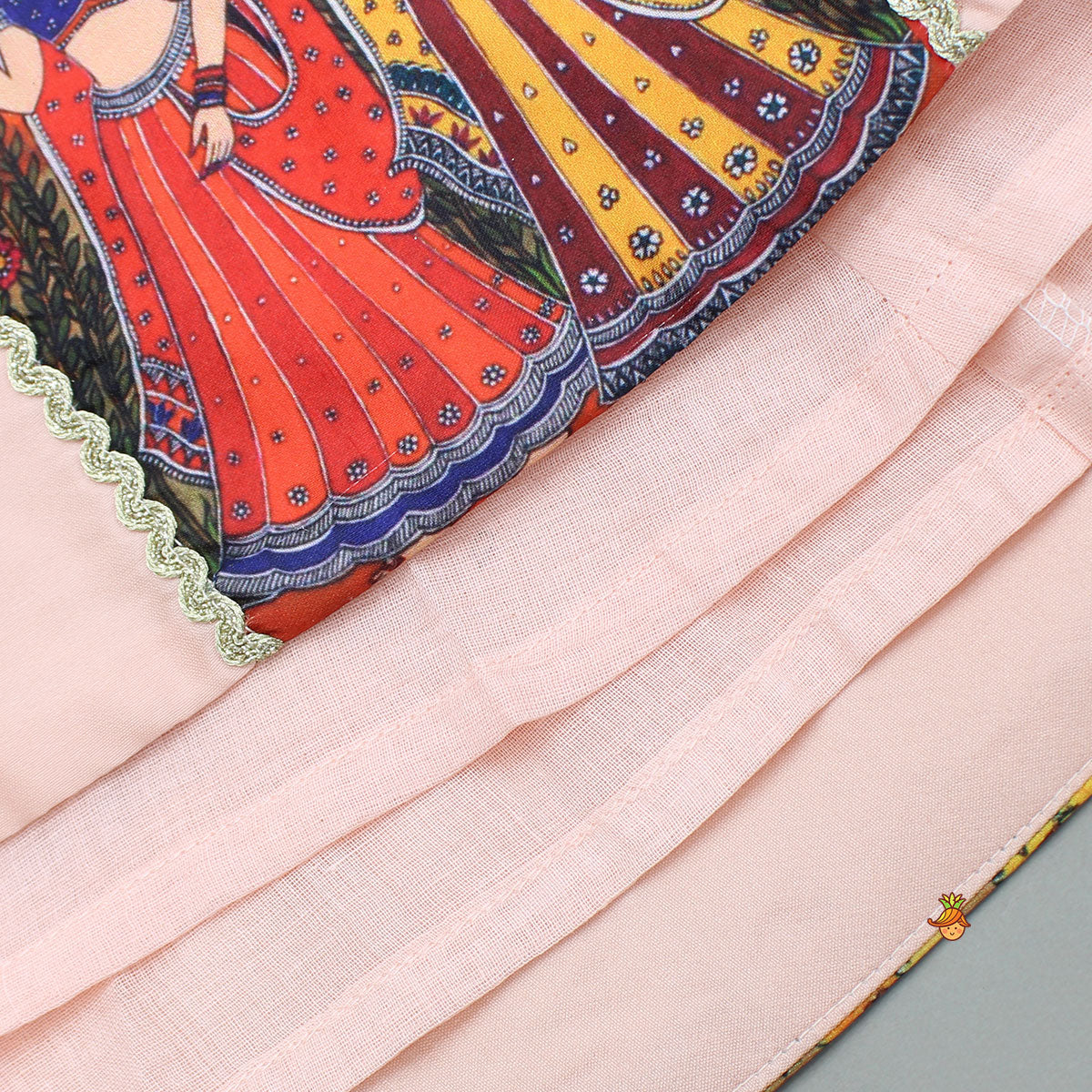 Pre Order: Peach Embroidered Top And Lehenga