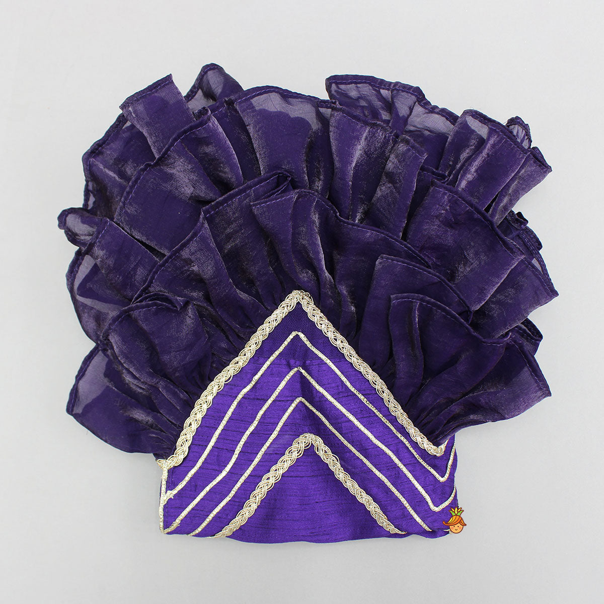 Pre Order: Purple Embroidered Top And Lehenga With Attached Pouch And Dupatta