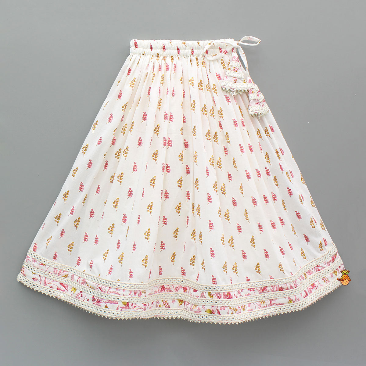 Pre Order: Floral Printed Tie Up Strappy Top And Lehenga