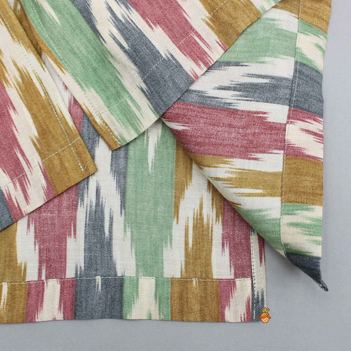 Pre Order: Multicolour Ikkat Printed Kurta And Pyjama