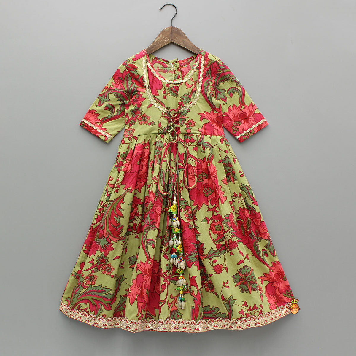 Pre Order: Multicolor Floral Printed Cotton Kurti With Dupatta