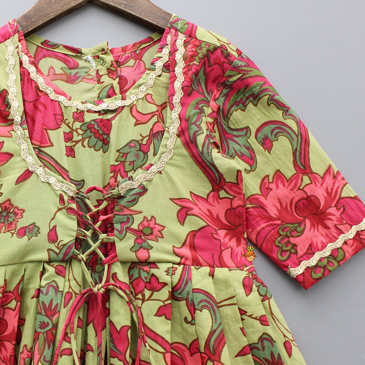 Pre Order: Multicolor Floral Printed Cotton Kurti With Dupatta