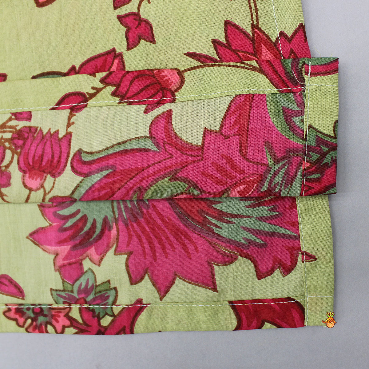 Pre Order: Multicolored Floral Print Green Kurta With Pyjama