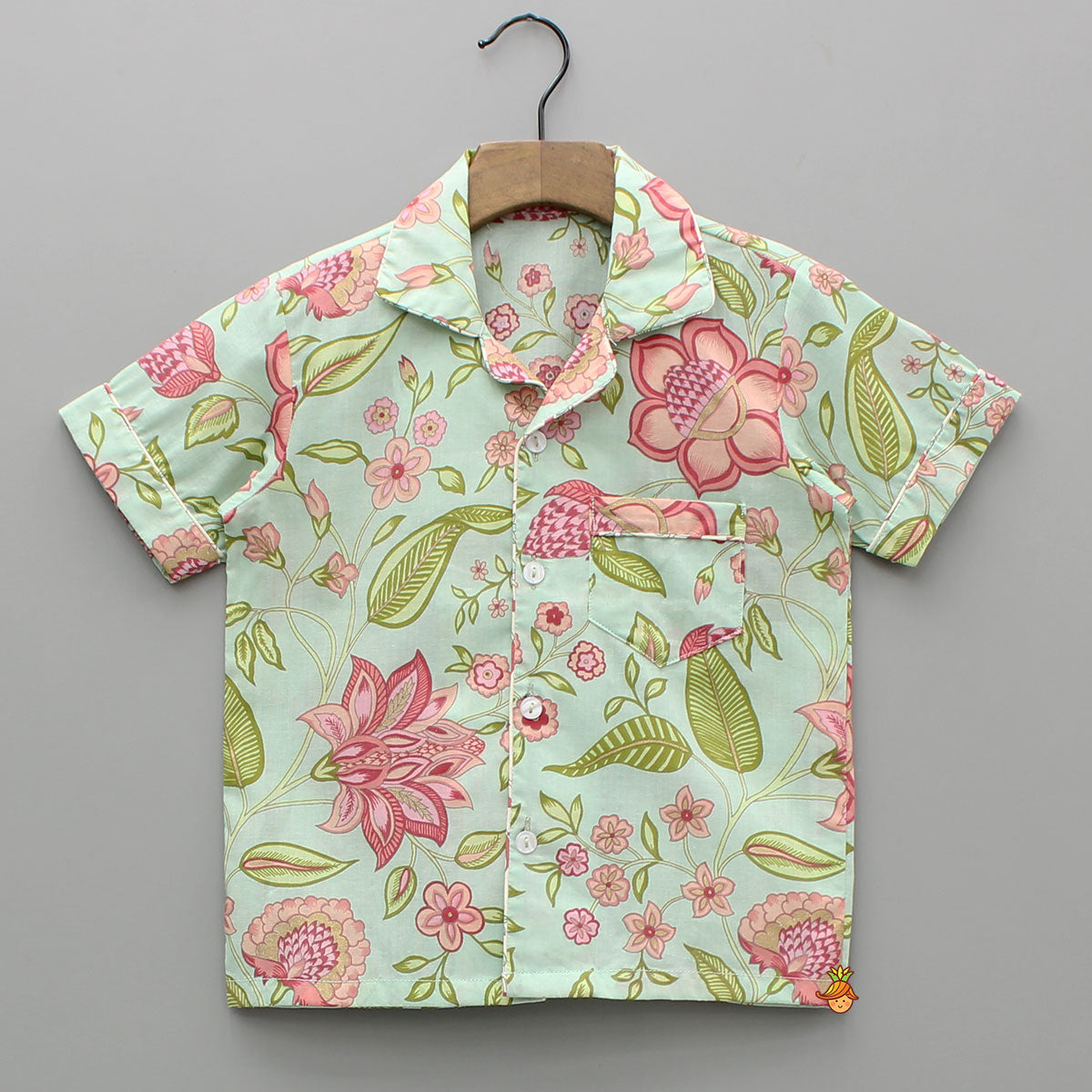 Pre Order: Floral Printed Notch Collar Top And Shorts