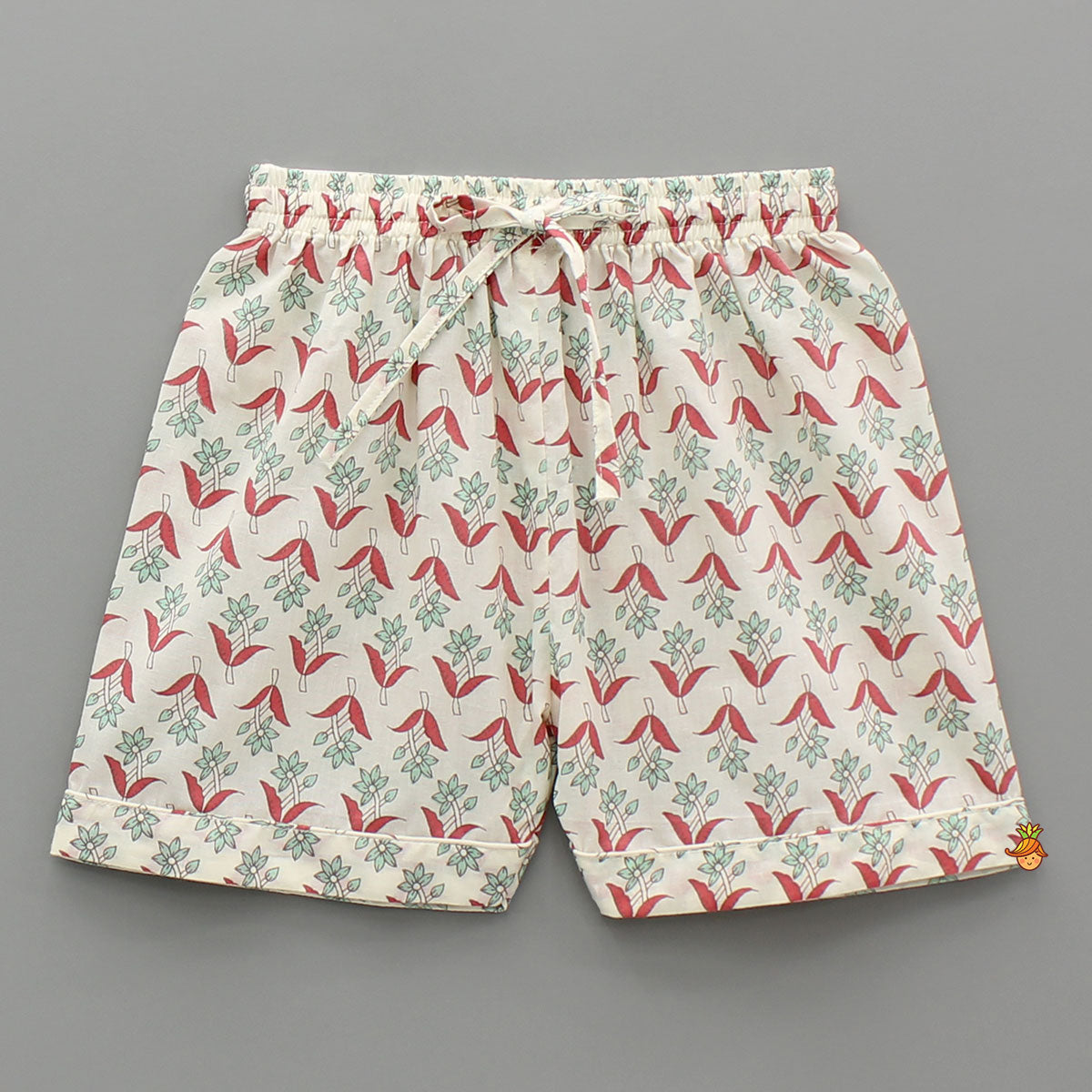 Pre Order: Floral Printed Notch Collar Top And Shorts
