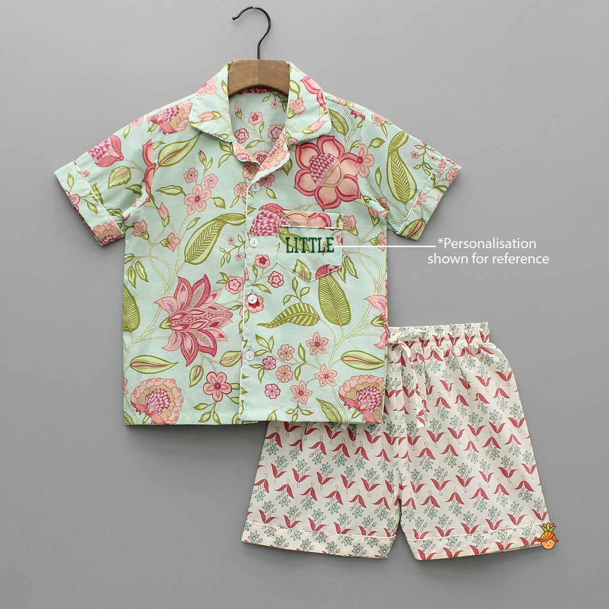 Pre Order: Floral Printed Notch Collar Top And Shorts
