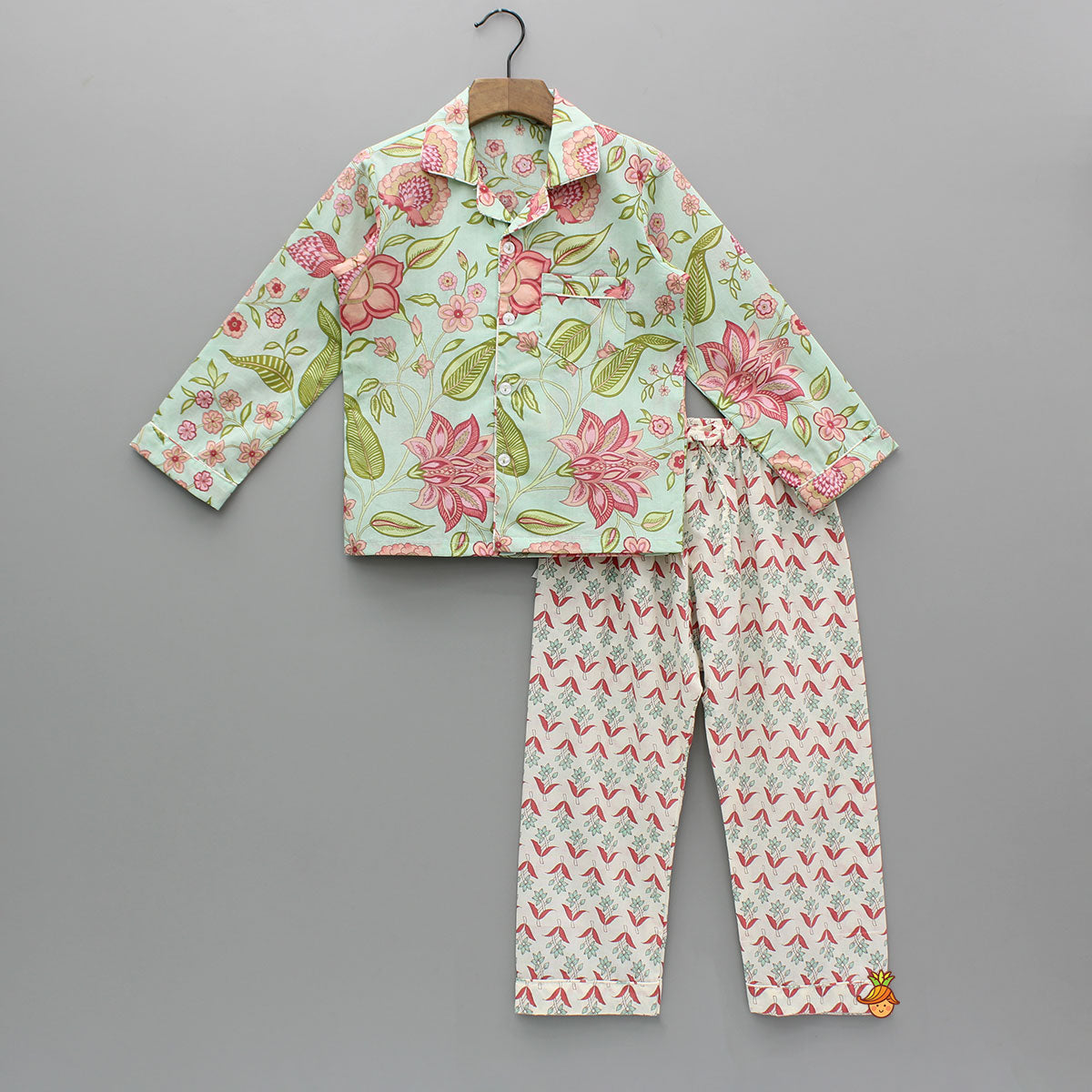 Pre Order: Floral Printed Notch Collar Top And Pyjama