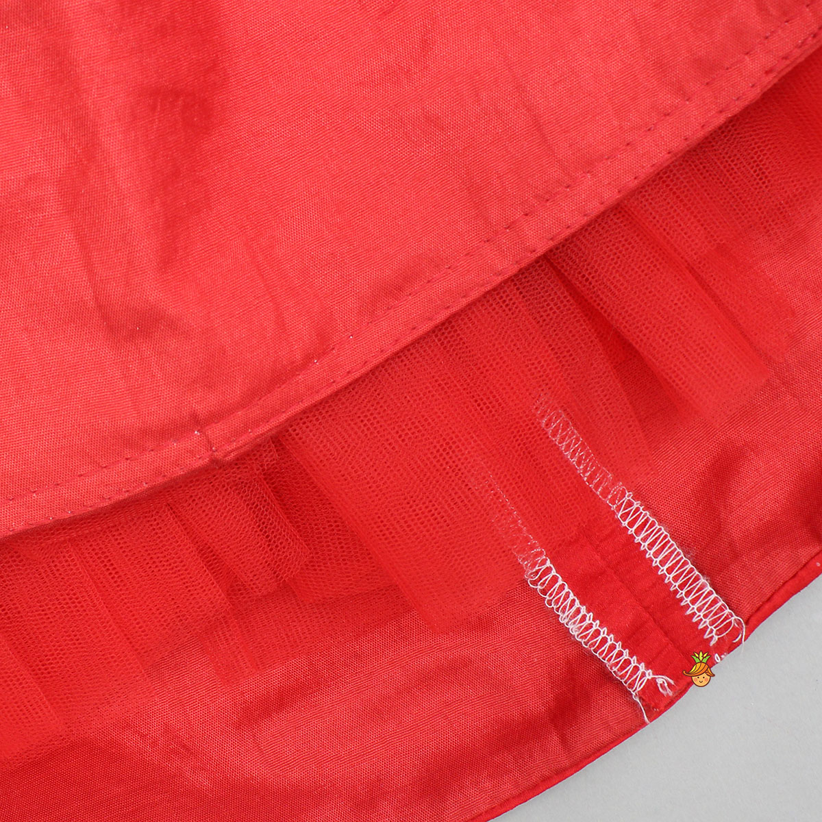 Pre Order: Red One Shoulder Embellished Top With Attached Dupatta And Stylish Lehenga