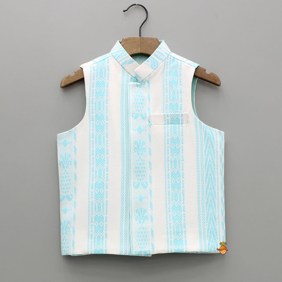 Pre Order: Off White Kurta And Jacket With Pyjama