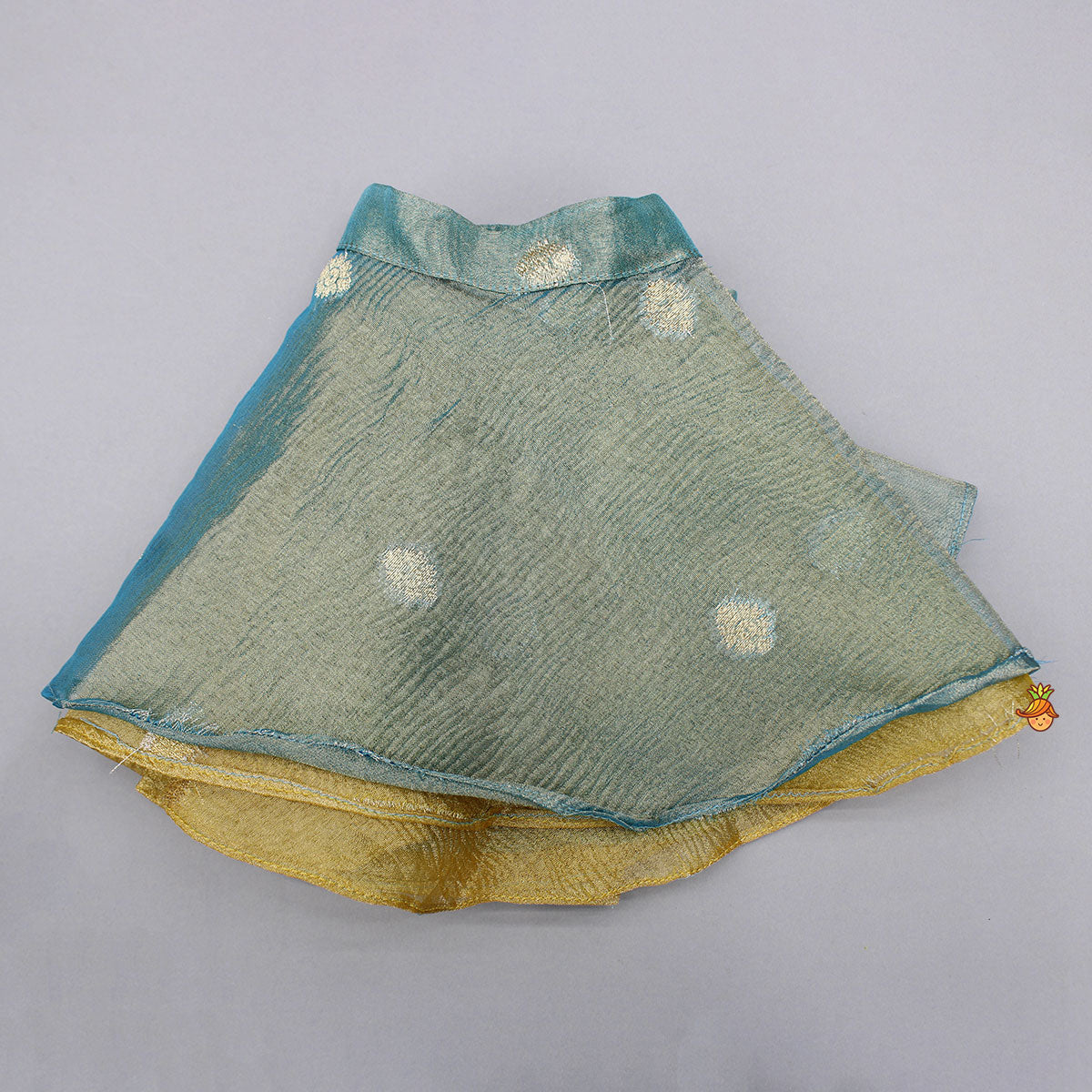 Contrast Panel Detailing Mustard Kurti And Matching Dupatta