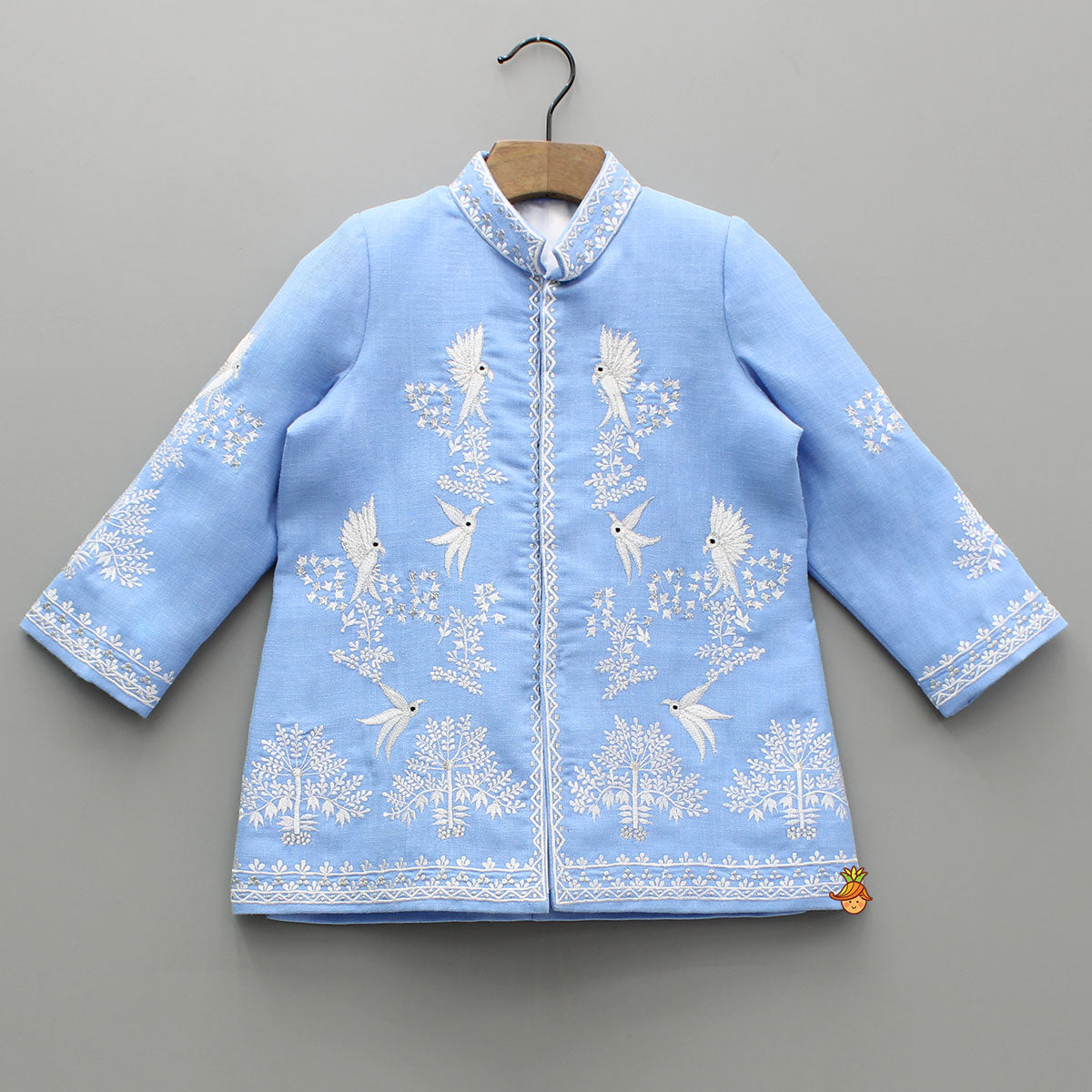 Pre Order: Blue Bird Embroidered Sherwani And Pant
