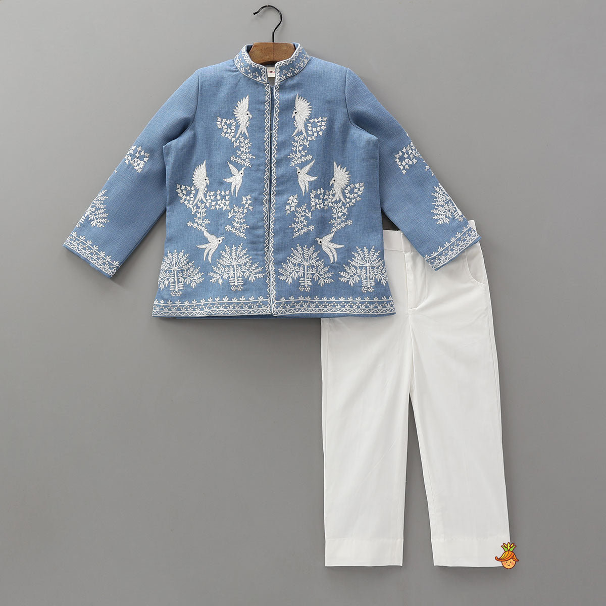Pre Order: Bird Embroidered Sherwani And Pant