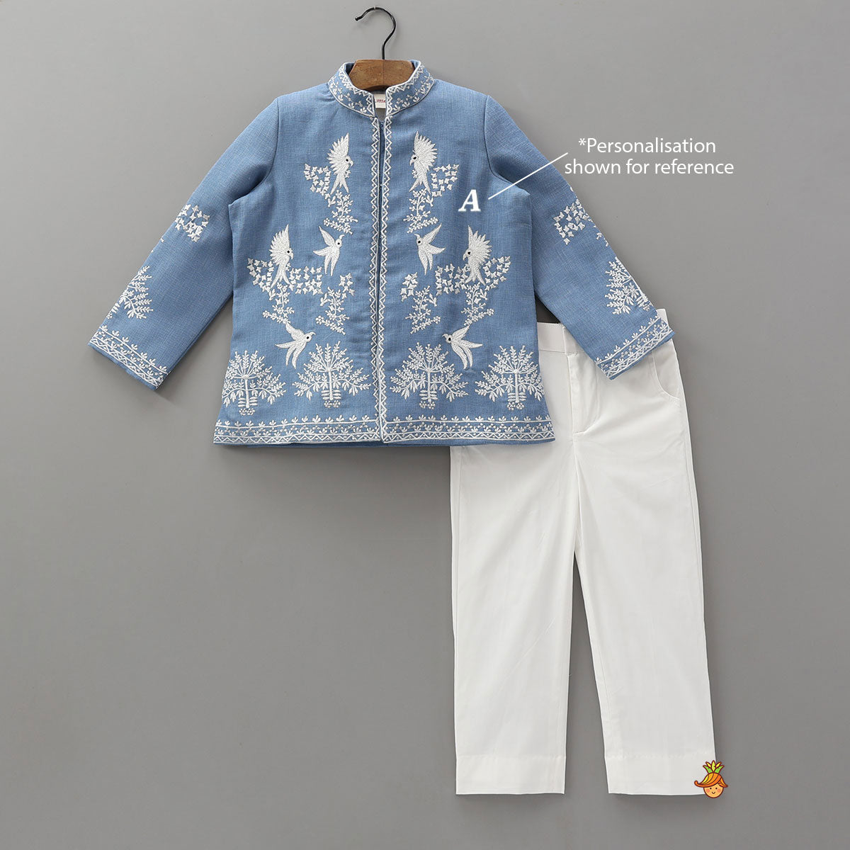 Pre Order: Bird Embroidered Sherwani And Pant