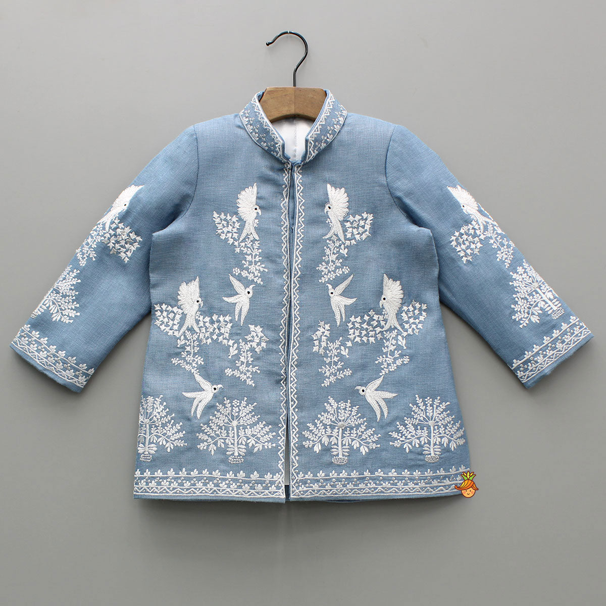 Pre Order: Bird Embroidered Sherwani And Pant