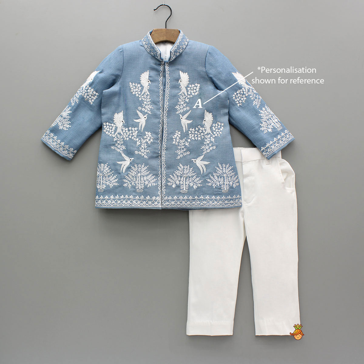 Pre Order: Bird Embroidered Sherwani And Pant