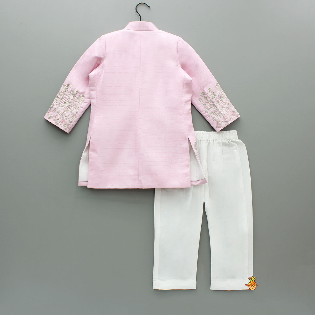 Pre Order: Pink Embroidered Sherwani And Pyjama