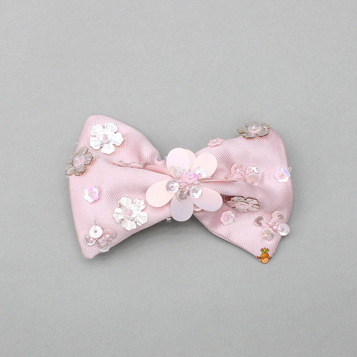Pre Order: Pink Embellished Dress With Detachable Bow and Matching Hairclip