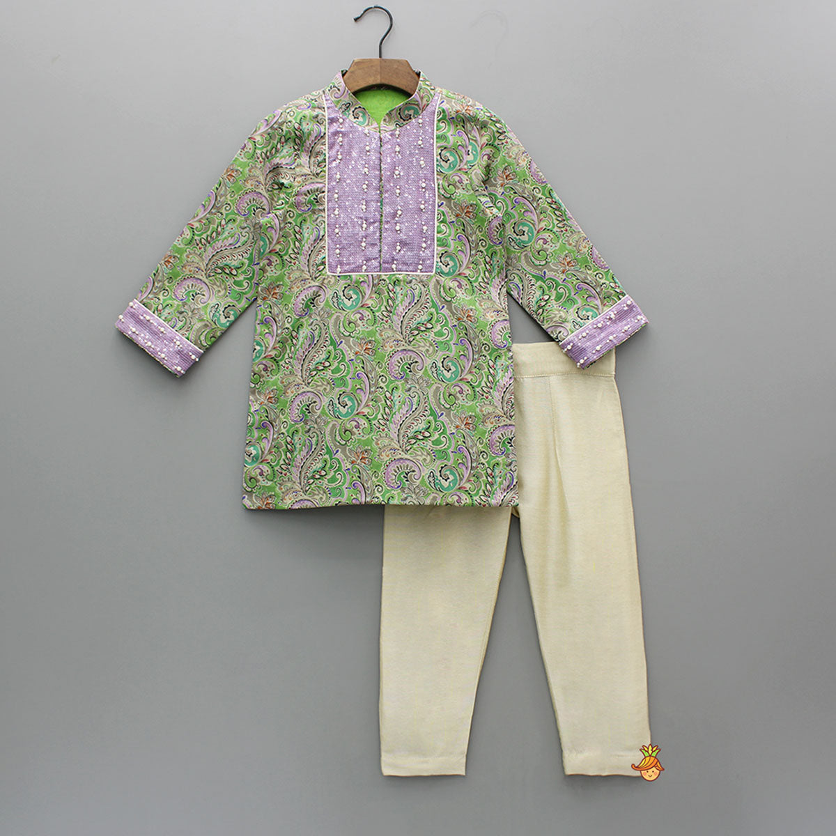 Pre Order: Multicolour Printed Embellished Kurta And Pant