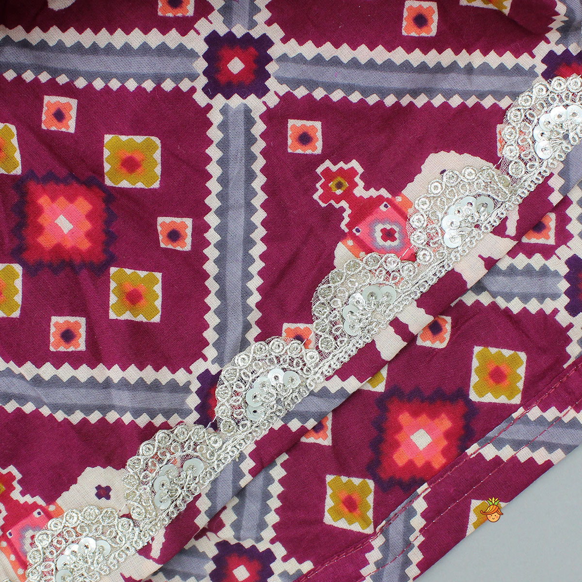 Pre Order: Beautiful Patola-Printed Angarkha Style Kurti And Dhoti With Dupatta