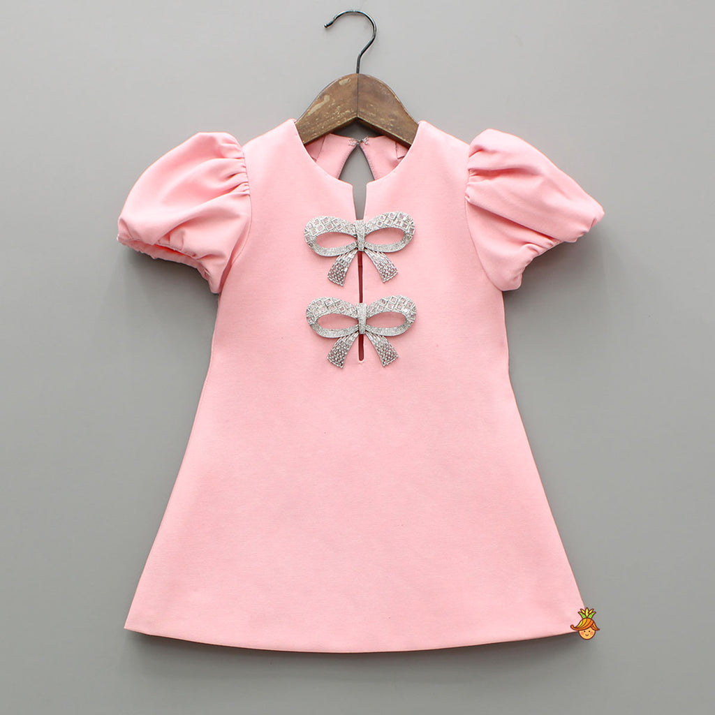 Vestido Glitter Pink Puff Sleeves (M) main image 1