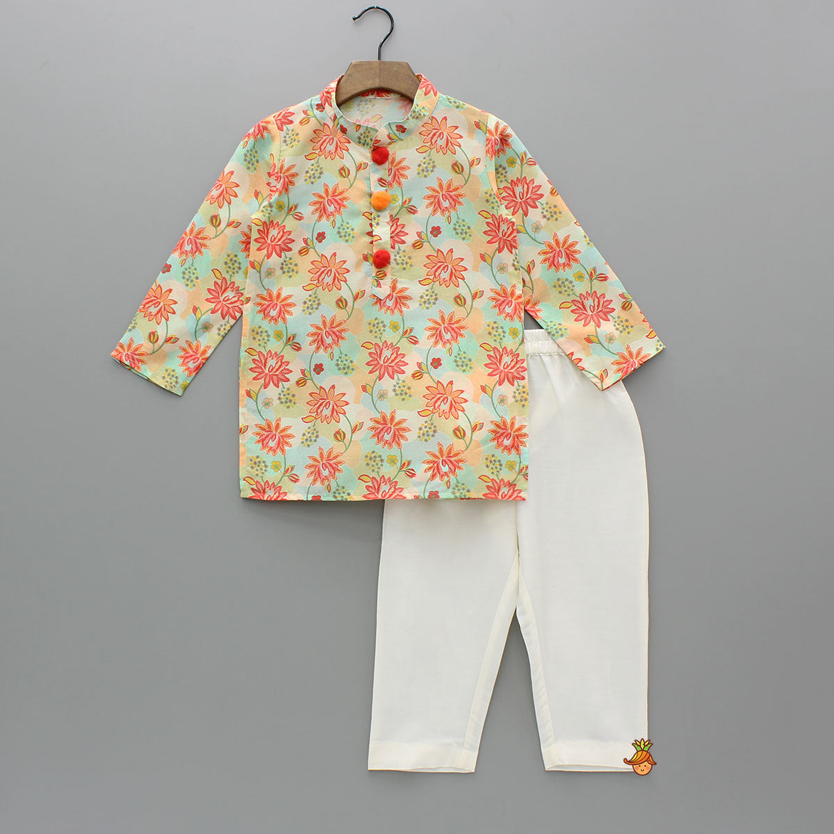 Pre Order: Multicolour Floral Printed Kurta And Pyjama