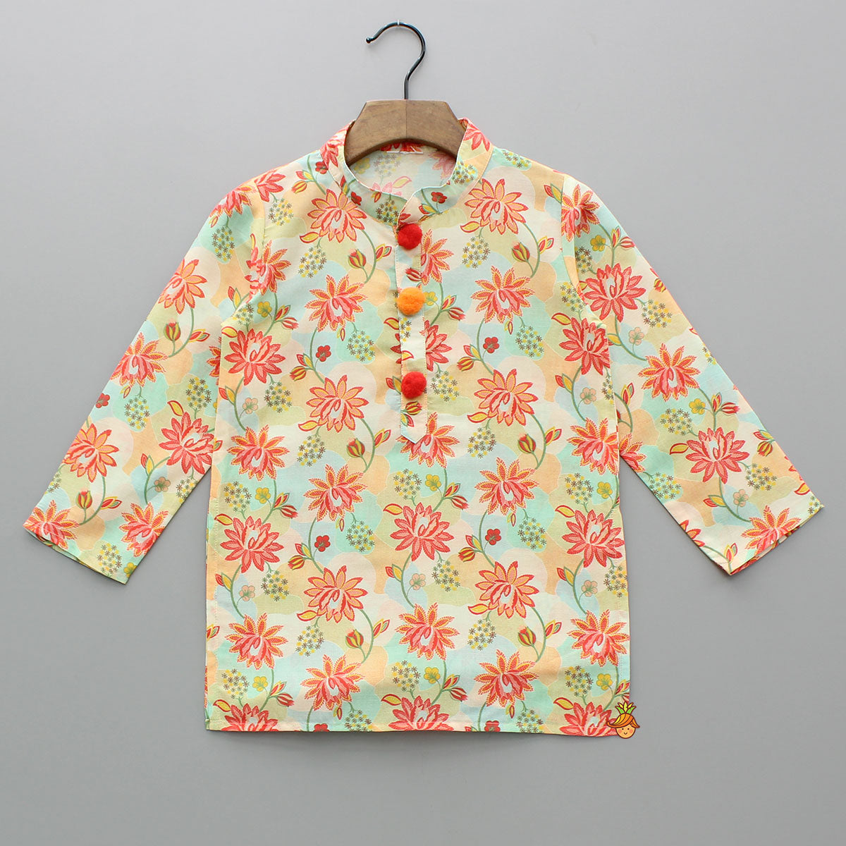 Pre Order: Multicolour Floral Printed Kurta And Pyjama