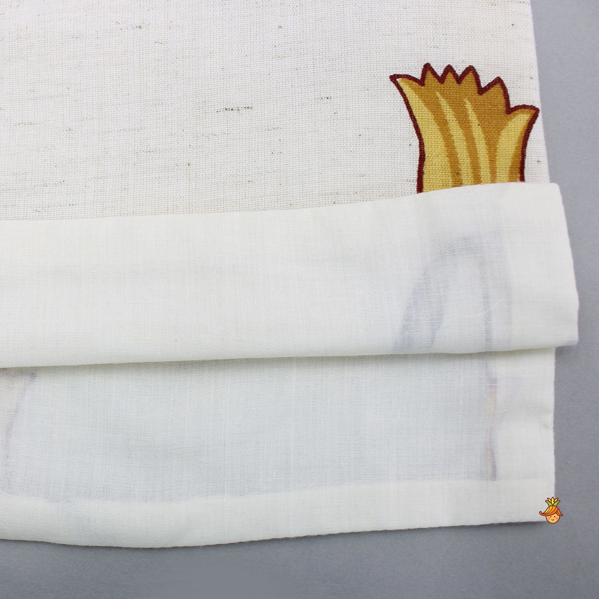 Off White Khadi Kurta With Yellow Tulip Printed Jacket And Pyjama