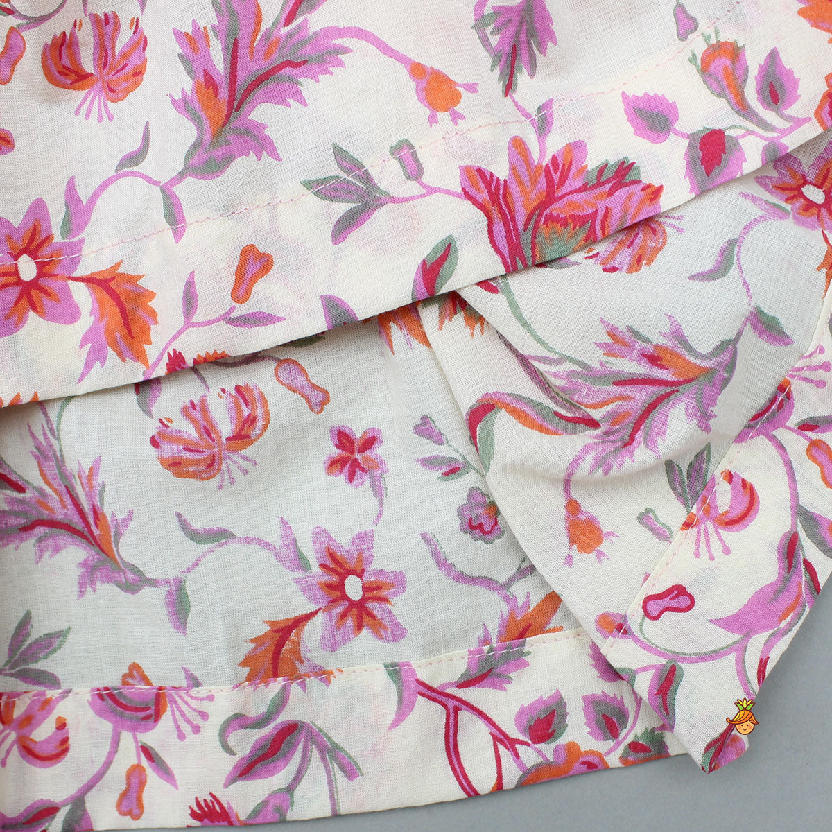 Pre Order: Tassel Adorned Floral Print Kurti And Sharara With Dupatta