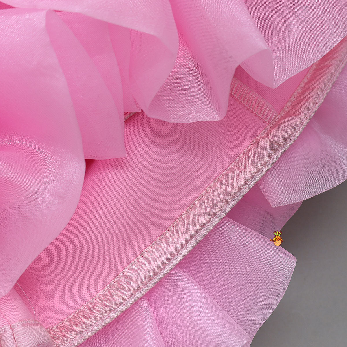 Pre Order: Pink Elegant Embellished Dress With Organza Flower Detail