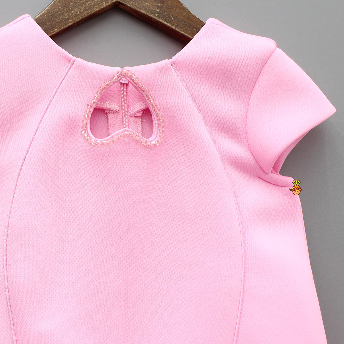 Pre Order: Pink Elegant Embellished Dress With Organza Flower Detail