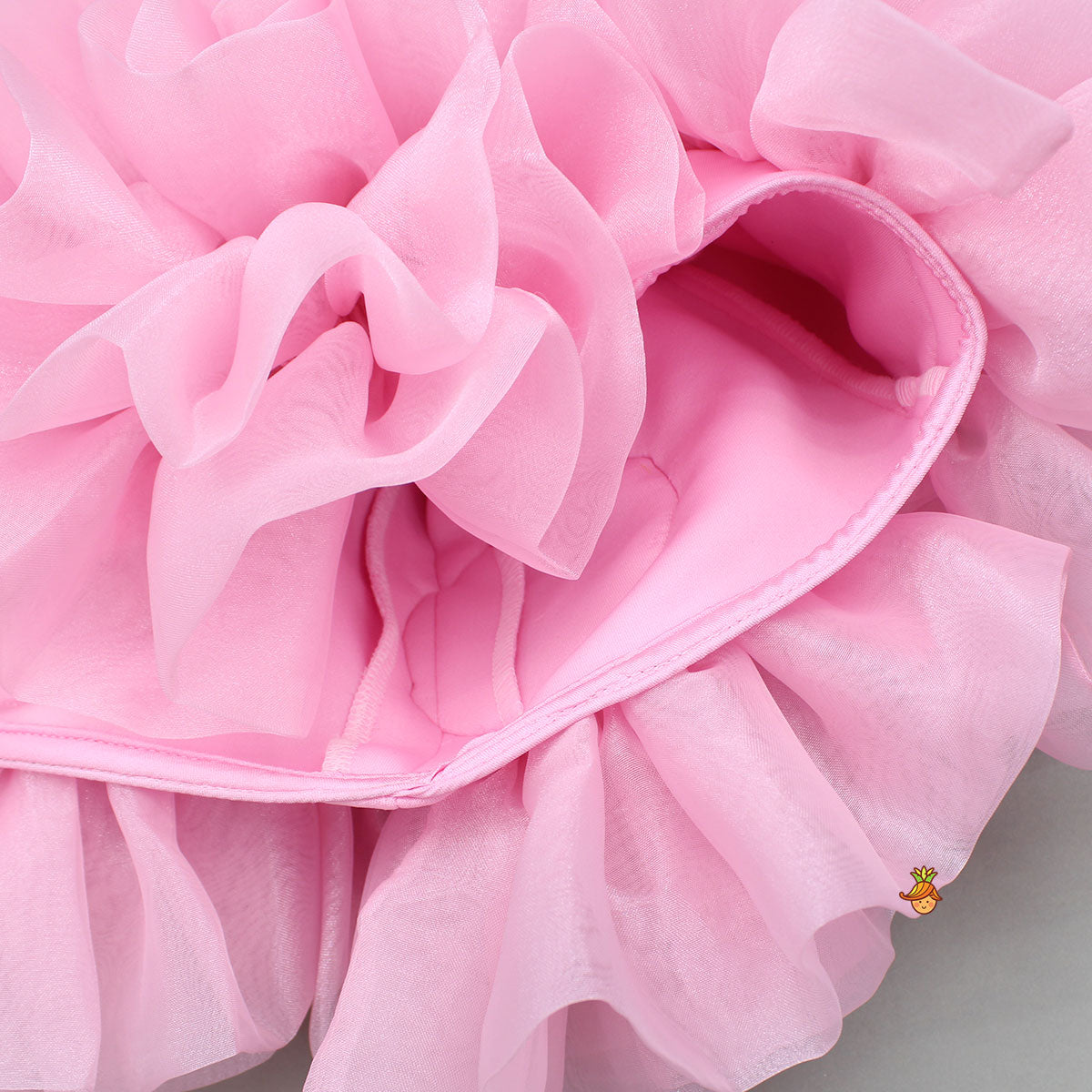 Pre Order: Pink Elegant Embellished Dress With Organza Flower Detail