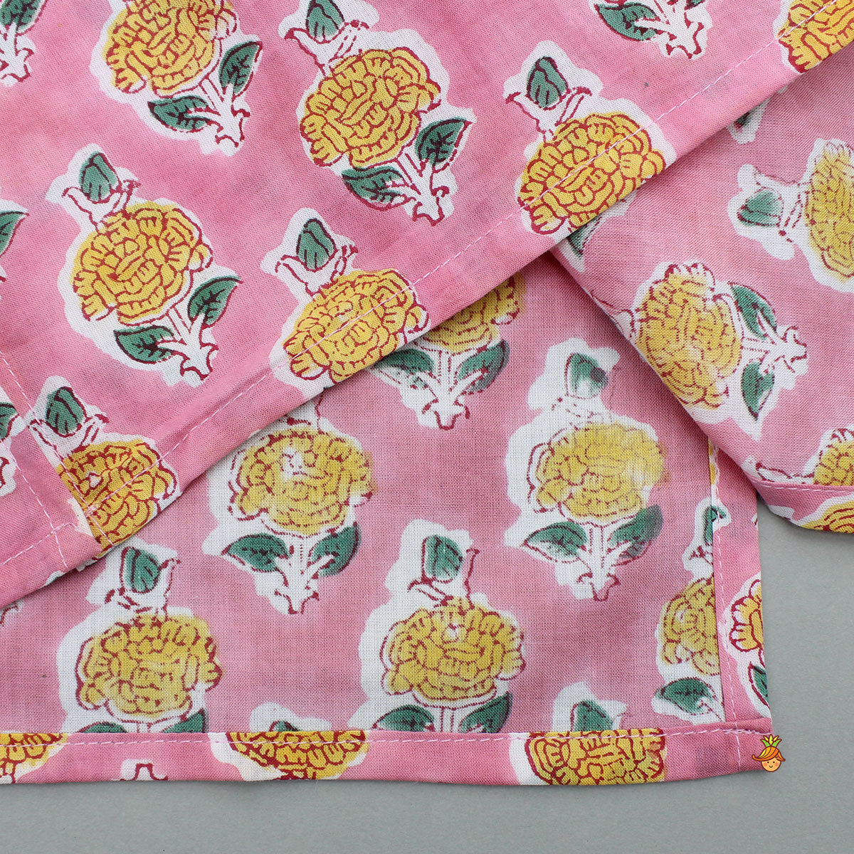 Pink Floral Printed Kurta With Pyjama