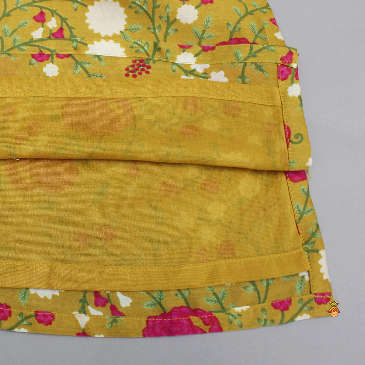 Pre Order: Mustard Floral Printed Kurta With Pyjama