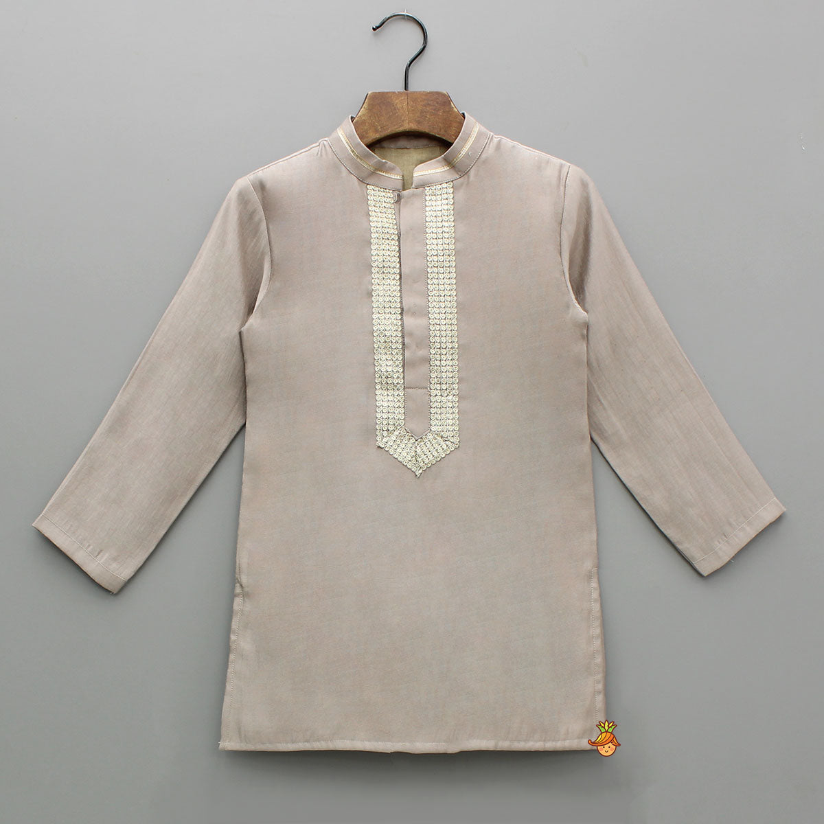 Pre Order: Brown Sequin Lace Detailed Kurta With Pyjama