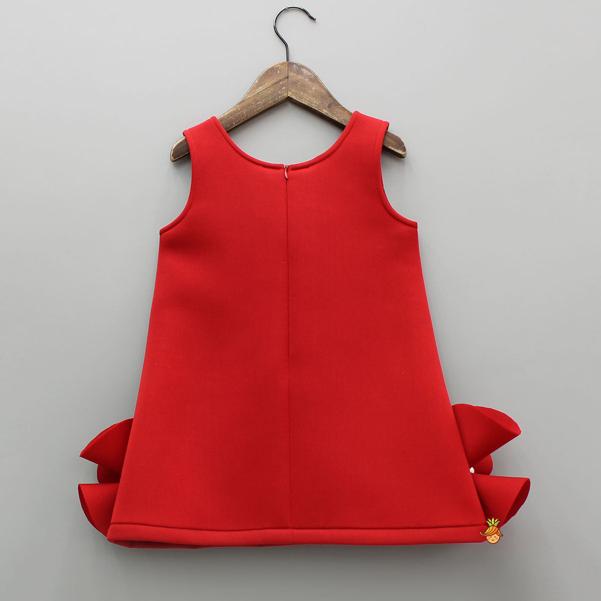 Pre Order: Red Ruffle Hem Dress With Bow Adornment
