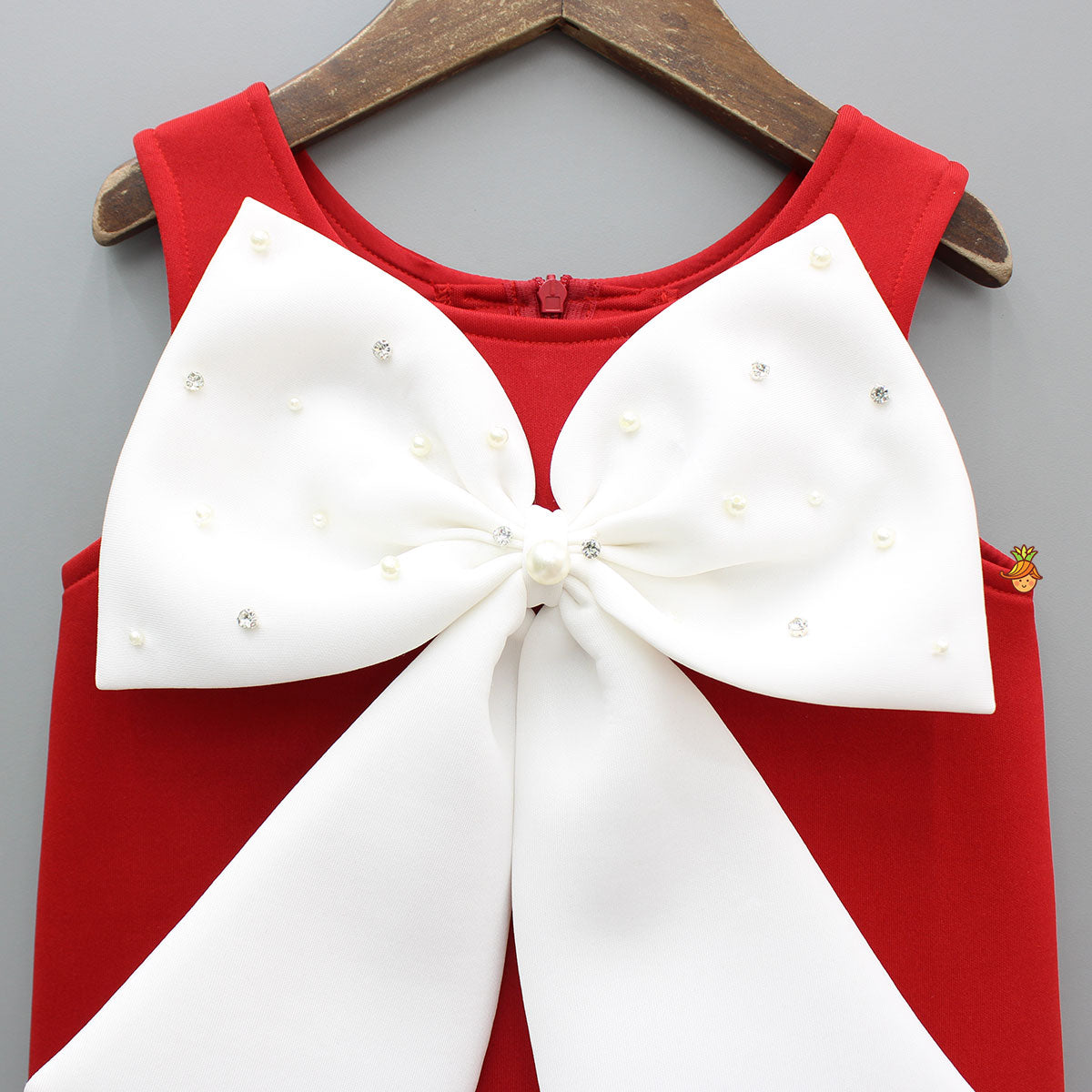 Pre Order: Red Ruffle Hem Dress With Bow Adornment