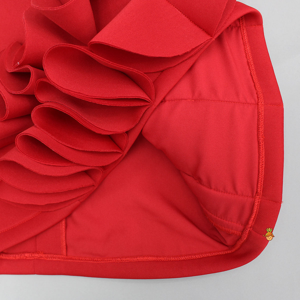 Pre Order: Red Ruffle Hem Dress With Bow Adornment