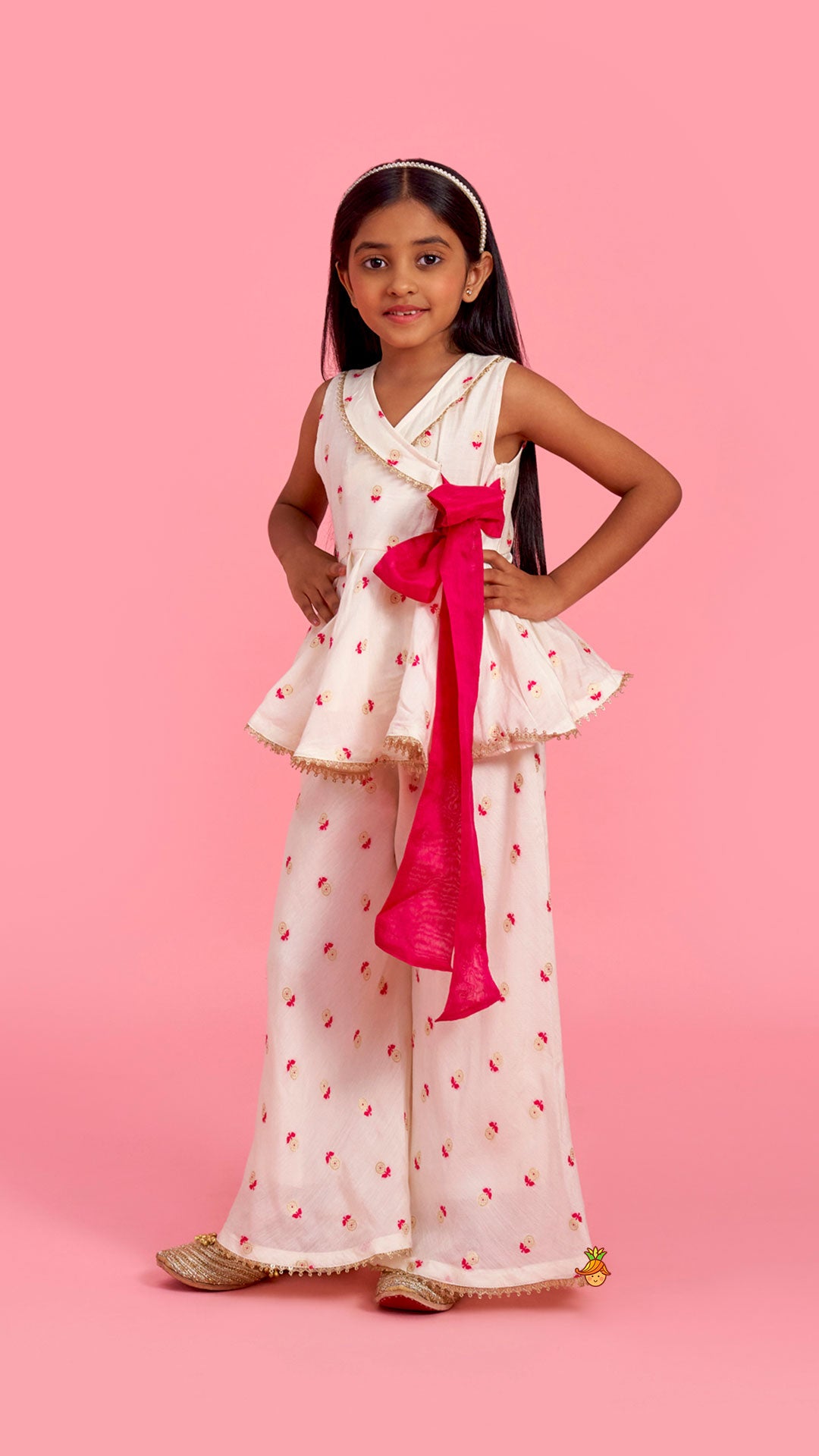 Pre Order: Block Print Off-White Kurta And Palazzo Set
